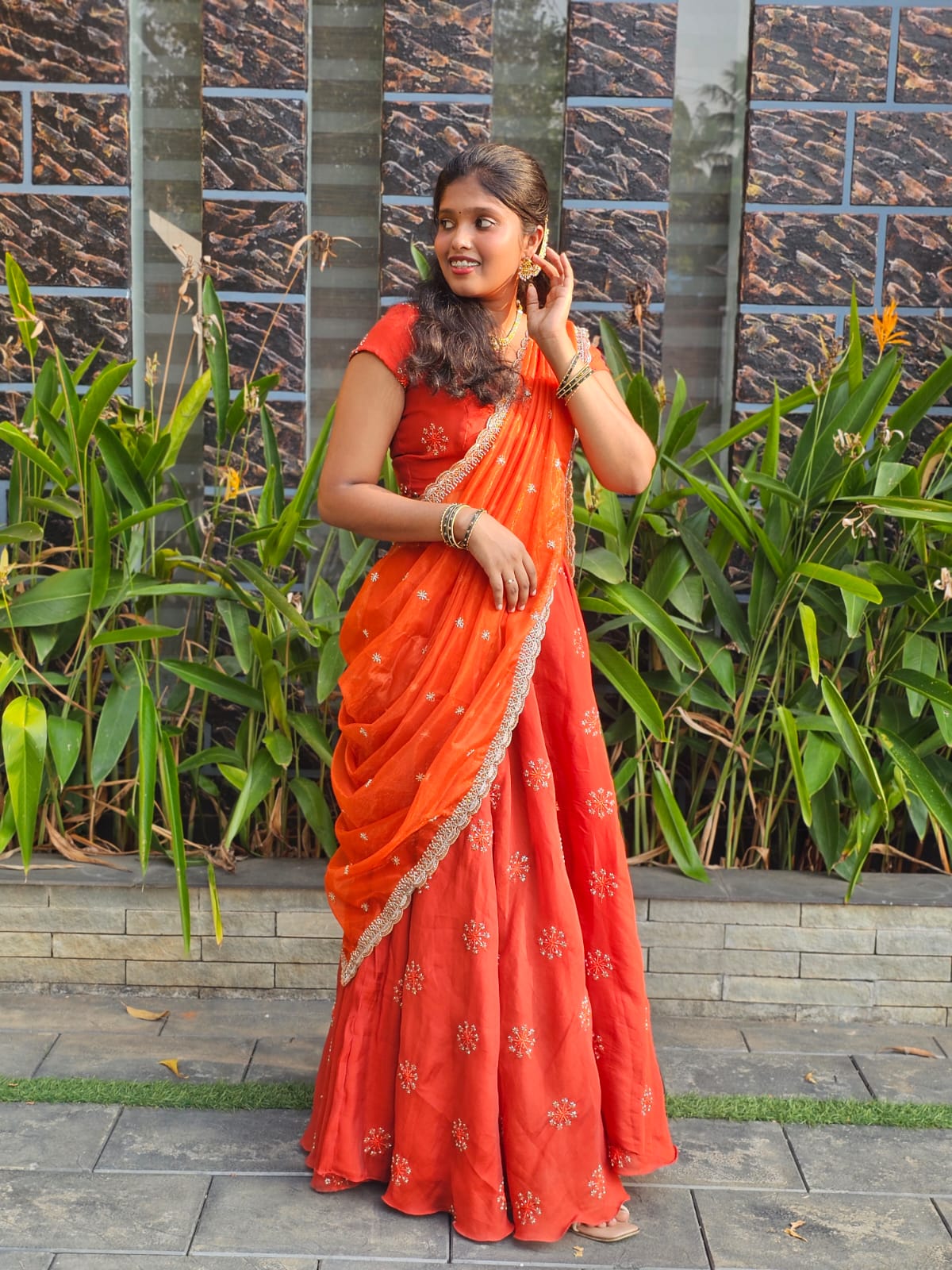 Orange half saree